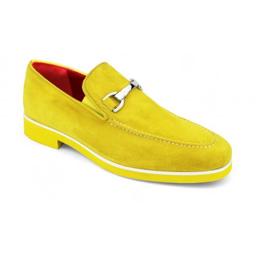 Emilio Franco "Nino II" Yellow Genuine Italian Suede Leather With Bracelet Loafers.